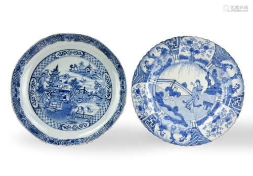 Two Chinese Blue & White Plates,18th C.
