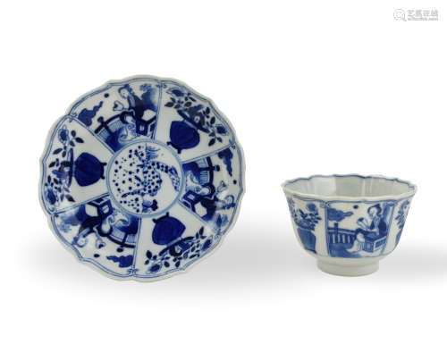 Set of Chinese Blue & White Cup, 18th C.