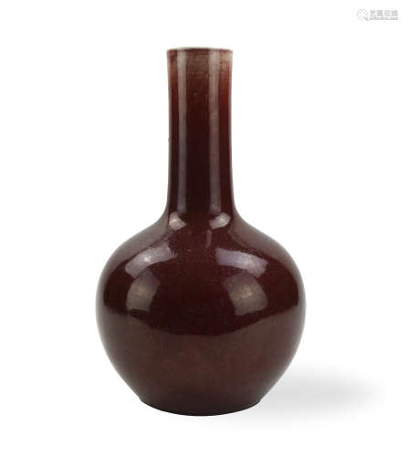 Chinese Red Glazed Globular Vase, 19th C.