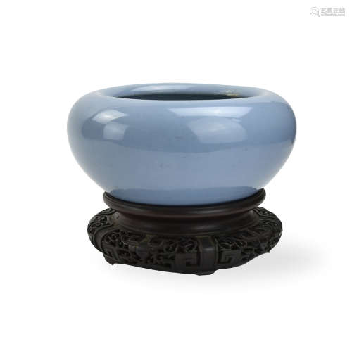 Large Chinese Blue Glazed Washer & Stand, 19th C.