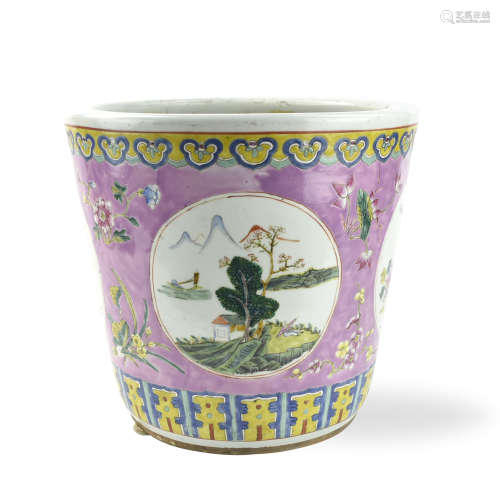 Large Chinese Famille Rose Flower Pot, 19th C.