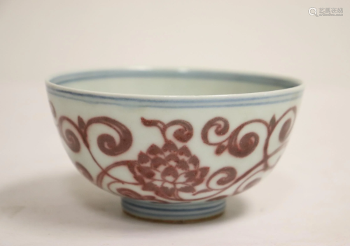 A Copper-red Porcelain bowl from JiaJing, Ming Dynasty