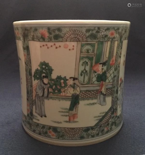 Chinese Wucai Porcelain Brushpot