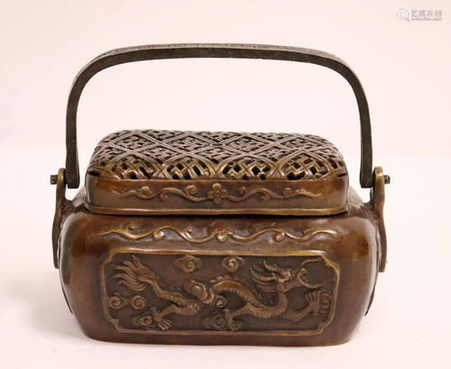 A Chinese bronze hand warmer/Cencer from Ming