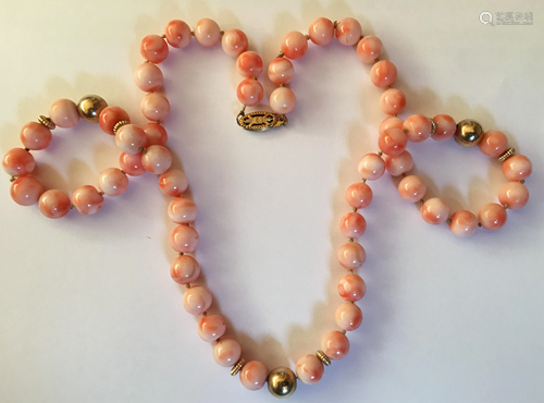 Natural Cora Necklace w/ 18KGP Beads & Hook