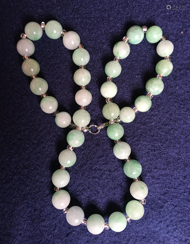 A Natural jadeite beads' necklace, L,21.5?,BD, 0.5?