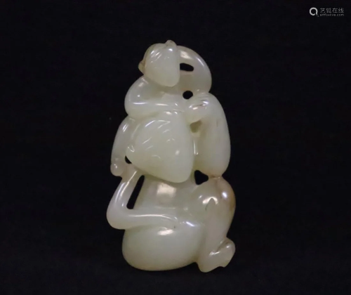 A White Jade Carved Monkeys, 1.95