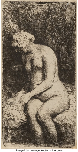 69079: Rembrandt van Rijn (Dutch, 1606-1669) Woman bath