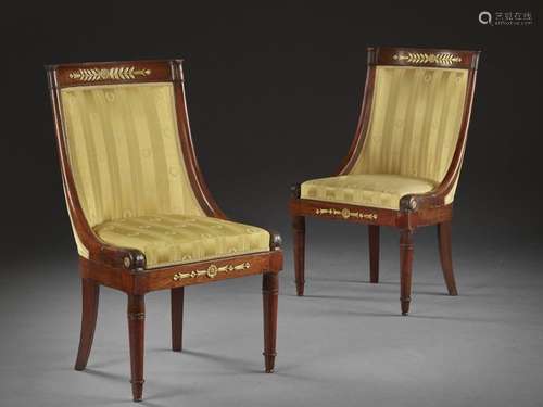 PAIR OF EMPIRE PERIOD GONDOLA CHAIRS