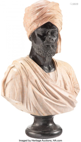 63237: A Continental Marble Bust Depicting an Arab Man,