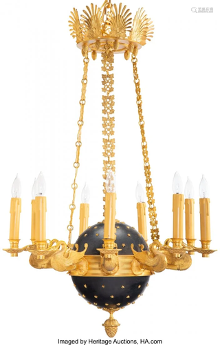 63200: A French Empire-Style Tole Chandelier, 20th cent