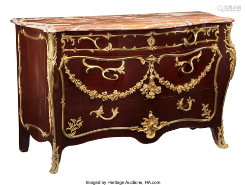 63175: A French Louis XV-Style Gilt Bronze Mounted Maho