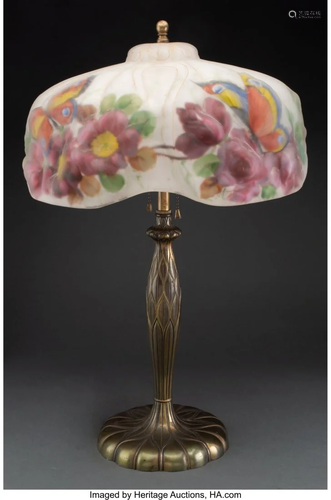 63238: A Pairpoint Reverse-Painted Glass Puffy Lamp on