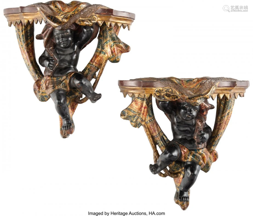 63213: A Pair of Italian Blackamoor Shelves 15-1/2 x 15