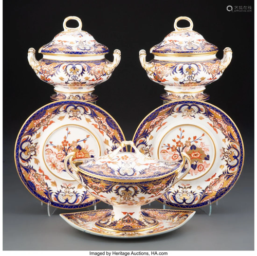 63301: A Group of Three Derby Porcelain Kings Pattern