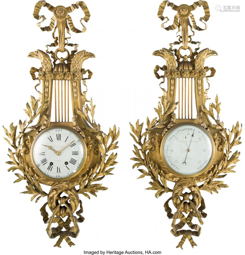 63110: A French Louis XVI-Style Gilt Bronze Wall Clock