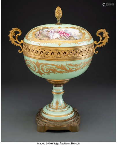 63218: A Sèvres-Style Partial Gilt Porcelain Cov