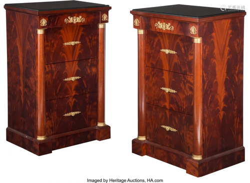 63055: A Pair of French Empire-Style Mahogany Chest of