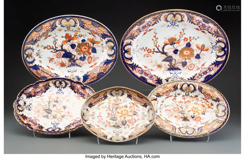 63302: A Group of Five Derby Porcelain Kings Pattern Se