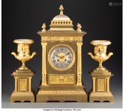 63192: A French Neoclassical Style Gilt Bronze Clock Ga