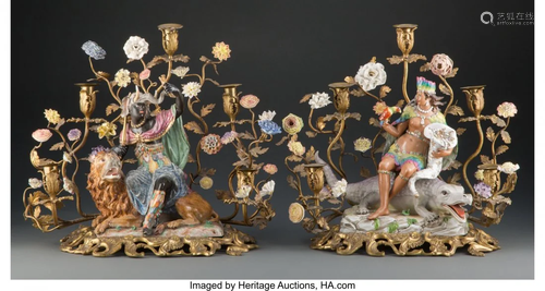 63241: Two Meissen Allegorical Porcelain Figures with G