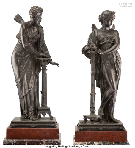 63205: A Pair of Continental Classical Bronze Figures o