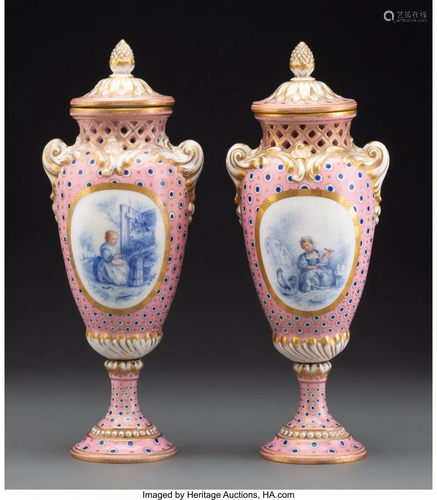 63244: A Pair of Sèvres-Style Porcelain Covered