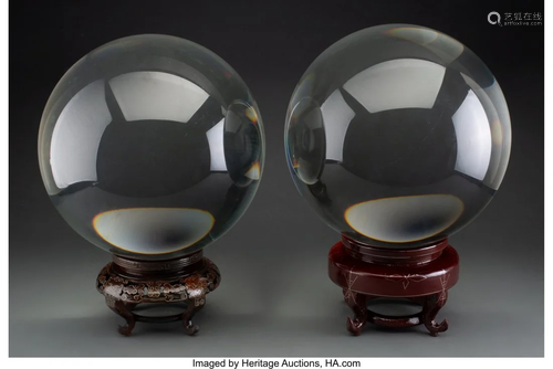 63297: A Pair of Large Crystal Spheres 11 inches (27.9