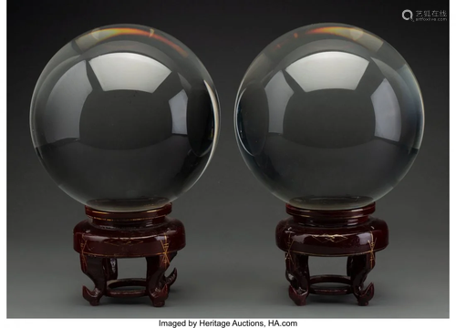 63298: A Pair of Crystal Spheres 7 inches (17.8 cm) (ea