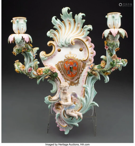 63220: A Meissen Figural Partial-Gilt Porcelain Two-Lig