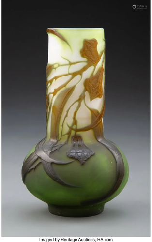 63236: A Gallé Cameo Glass Floral Vase, circa 19