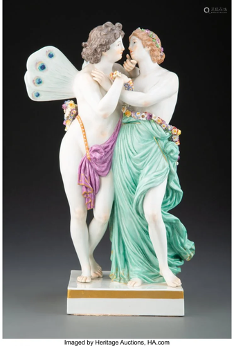 63289: A Meissen Porcelain Figural Group, 19th century