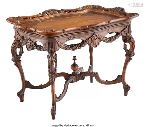 63058: A Victorian Carved Hard Wood Low Table, 19th cen