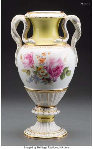 63196: A Meissen Partial Gilt Porcelain Vase with Snake