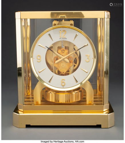 63151: A Jaeger-LeCoultre Brass and Glass Atmos Clock,