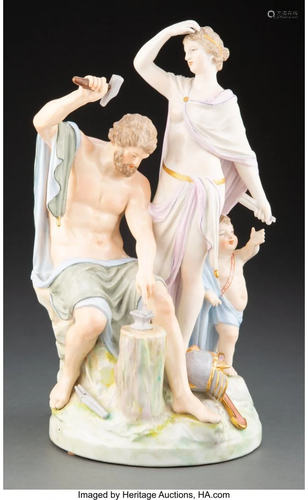 63290: A KPM Porcelain Figural Group: Vulcan a Venus, G