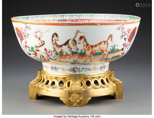 63104: A Chinese Export Porcelain Punch Bowl 4-5/8 x 11