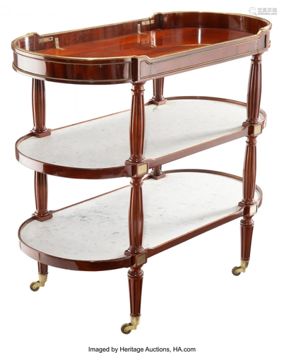 63029: A Russian Mahogany and Marble Three-Tiered Tea T