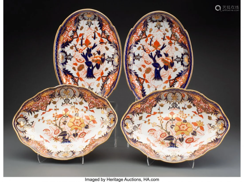 63326: Two Pairs of Derby Kings Pattern Porcelain Servi