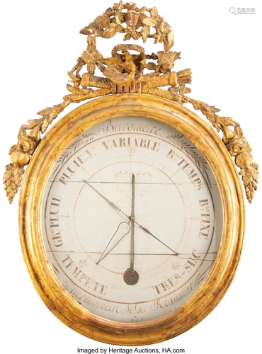 63209: A French Louis XVI-Style Barometer in a Carved G