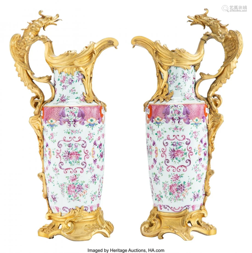 63097: A Pair of Samson Gilt Bronze-Mounted Porcelain E