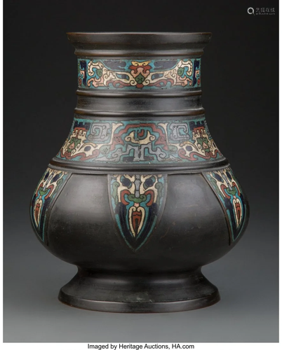 63146: A Chinese Ming-Style Cloisonné Vase 10-1/