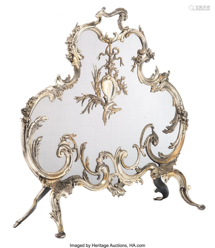 63049: A French Louis XV-Style Gilt Bronze Fire Screen,