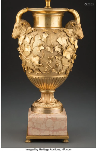 63132: A Benedetto Boschetti Gilt Bronze Lamp on Marble