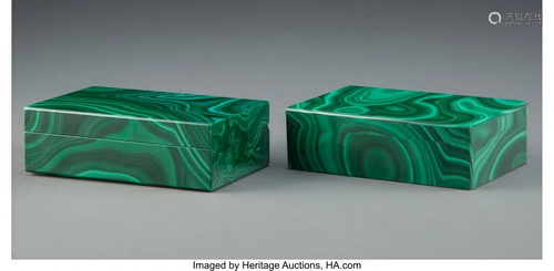 63148: A Pair of Italian Malachite Boxes, 20th century