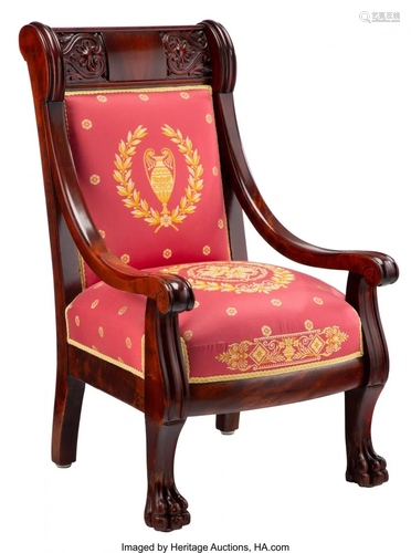 63133: An Empire-Style Carved Hardwood Armchair, 20th c