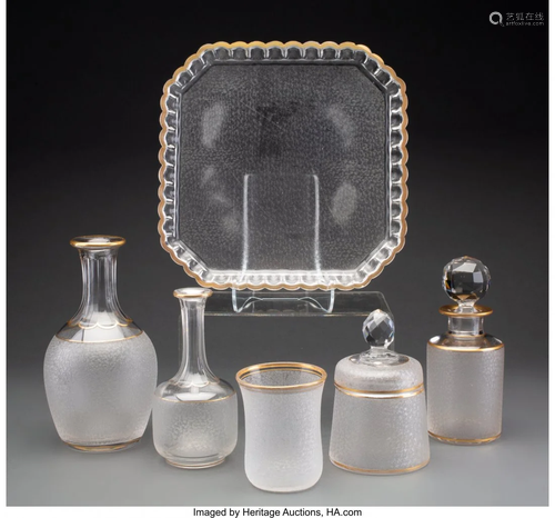 63091: A Six-Piece Baccarat Partial Gilt Glass Boudoir