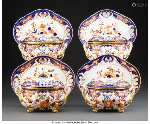 63312: A Group of Four Derby Porcelain Kings Pattern C