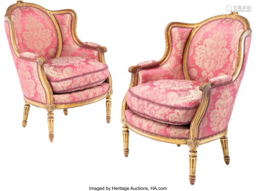 63013: A Pair of French Louis XVI-Style Carved Gilt Woo