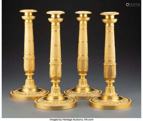 63115: A Set of Four French Empire-Style Gilt Bronze Ca